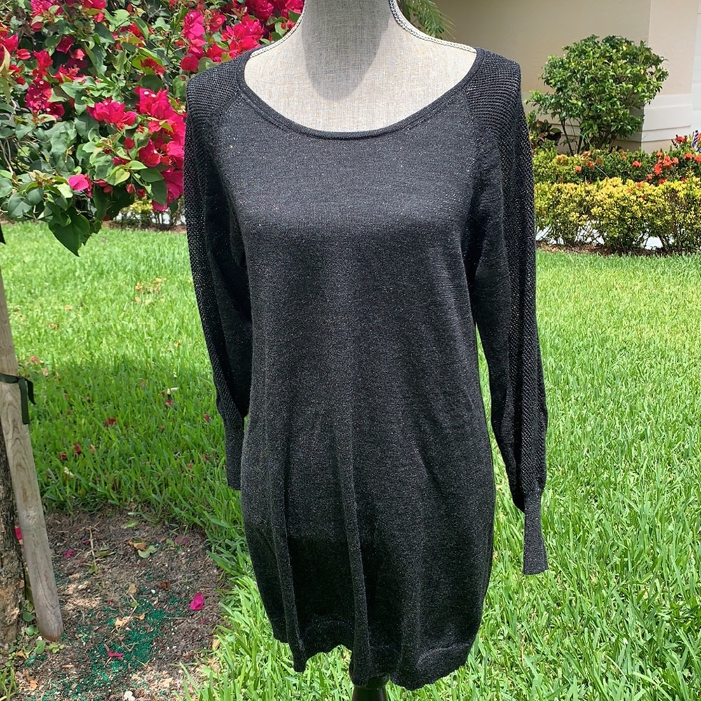 Eileen Fisher Mesh Sleeved Merino Wool Top - Picture 2 of 12